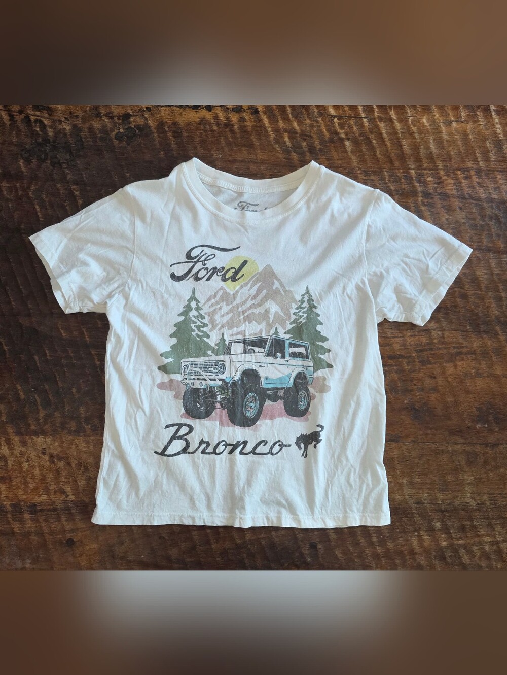 Ford White Shirt with Vintage Bronco Graphic Womens Juniors